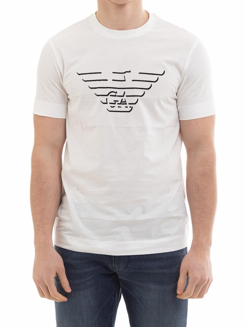 Emporio Armani White Tee with Black Eagle Graphic Size Small